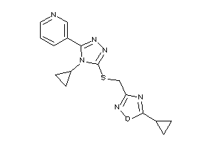 Image of 5-cyclopropyl-3-[[[4-cyclopropyl-5-(3-pyridyl)-1,2,4-triazol-3-yl]thio]methyl]-1,2,4-oxadiazole