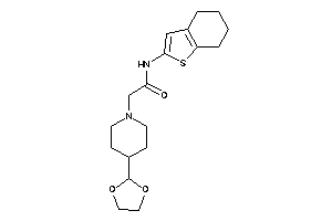 2-[4-(1,3-dioxolan-2-yl)piperidino]-N-(4,5,6,7-tetrahydrobenzothiophen-2-yl)acetamide