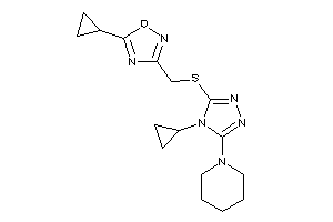Image of 5-cyclopropyl-3-[[(4-cyclopropyl-5-piperidino-1,2,4-triazol-3-yl)thio]methyl]-1,2,4-oxadiazole