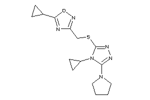 Image of 5-cyclopropyl-3-[[(4-cyclopropyl-5-pyrrolidino-1,2,4-triazol-3-yl)thio]methyl]-1,2,4-oxadiazole