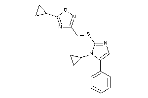 Image of 5-cyclopropyl-3-[[(1-cyclopropyl-5-phenyl-imidazol-2-yl)thio]methyl]-1,2,4-oxadiazole