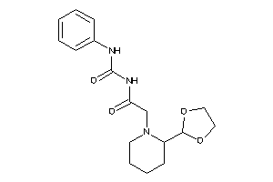 2-[2-(1,3-dioxolan-2-yl)piperidino]-N-(phenylcarbamoyl)acetamide