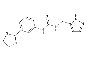 1-[3-(1,3-dithiolan-2-yl)phenyl]-3-(1H-pyrazol-5-ylmethyl)urea