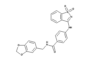 4-[(1,1-diketo-1,2-benzothiazol-3-yl)amino]-N-piperonyl-benzamide