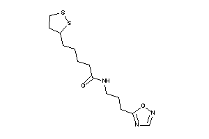 Image of 5-(dithiolan-3-yl)-N-[3-(1,2,4-oxadiazol-5-yl)propyl]valeramide