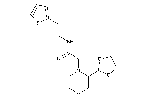 2-[2-(1,3-dioxolan-2-yl)piperidino]-N-[2-(2-thienyl)ethyl]acetamide