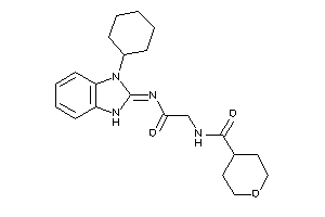 Image of N-[2-[(3-cyclohexyl-1H-benzimidazol-2-ylidene)amino]-2-keto-ethyl]tetrahydropyran-4-carboxamide