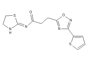 N-thiazolidin-2-ylidene-3-[3-(2-thienyl)-1,2,4-oxadiazol-5-yl]propionamide