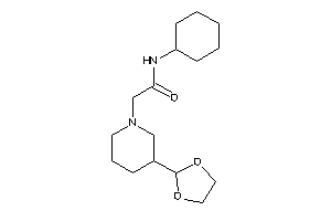 N-cyclohexyl-2-[3-(1,3-dioxolan-2-yl)piperidino]acetamide