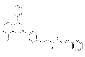 Image of N-(benzalamino)-2-[4-(5-keto-1-phenyl-4,6,7,8-tetrahydro-2H-quinazolin-3-yl)phenoxy]acetamide