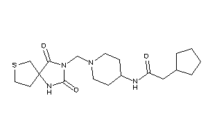 Image of 2-cyclopentyl-N-[1-[(2,4-diketo-7-thia-1,3-diazaspiro[4.4]nonan-3-yl)methyl]-4-piperidyl]acetamide