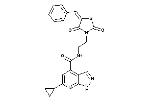 N-[2-(5-benzal-2,4-diketo-thiazolidin-3-yl)ethyl]-6-cyclopropyl-1H-pyrazolo[3,4-b]pyridine-4-carboxamide