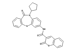 N-(5-cyclopentyl-6-keto-benzo[b][1,4]benzothiazepin-2-yl)-2-keto-chromene-3-carboxamide