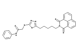 2-[[5-[5-(diketoBLAHyl)pentyl]-1,3,4-oxadiazol-2-yl]thio]-N-phenyl-acetamide