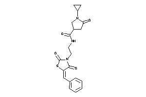 N-[2-(5-benzal-2,4-diketo-thiazolidin-3-yl)ethyl]-1-cyclopropyl-5-keto-pyrrolidine-3-carboxamide