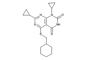 4-(cyclohexylmethylthio)-2,8-dicyclopropyl-pyrimido[4,5-d]pyrimidine-5,7-quinone