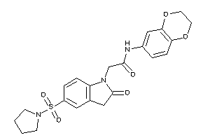 N-(2,3-dihydro-1,4-benzodioxin-6-yl)-2-(2-keto-5-pyrrolidinosulfonyl-indolin-1-yl)acetamide