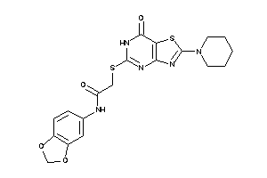 Image of N-(1,3-benzodioxol-5-yl)-2-[(7-keto-2-piperidino-6H-thiazolo[4,5-d]pyrimidin-5-yl)thio]acetamide