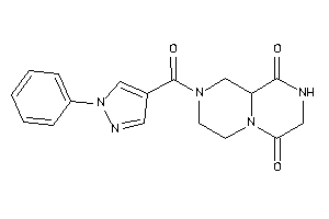 Image of 2-(1-phenylpyrazole-4-carbonyl)-1,3,4,7,8,9a-hexahydropyrazino[1,2-a]pyrazine-6,9-quinone