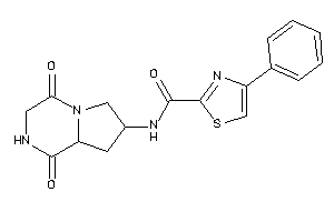 Image of N-(1,4-diketo-2,3,6,7,8,8a-hexahydropyrrolo[1,2-a]pyrazin-7-yl)-4-phenyl-thiazole-2-carboxamide