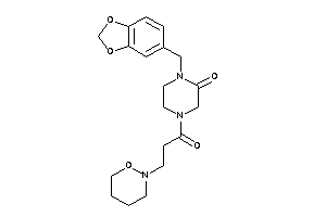 4-[3-(oxazinan-2-yl)propanoyl]-1-piperonyl-piperazin-2-one
