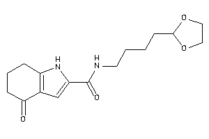 Image of N-[4-(1,3-dioxolan-2-yl)butyl]-4-keto-1,5,6,7-tetrahydroindole-2-carboxamide