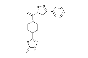 Image of (3-phenyl-2-isoxazolin-5-yl)-[4-(2-thioxo-3H-1,3,4-oxadiazol-5-yl)piperidino]methanone