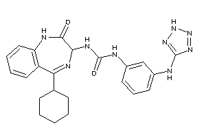 1-(5-cyclohexyl-2-keto-1,3-dihydro-1,4-benzodiazepin-3-yl)-3-[3-(2H-tetrazol-5-ylamino)phenyl]urea