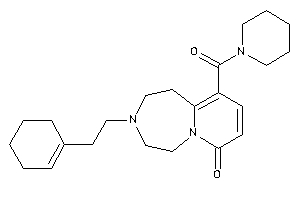 Image of 3-(2-cyclohexen-1-ylethyl)-10-(piperidine-1-carbonyl)-1,2,4,5-tetrahydropyrido[2,1-g][1,4]diazepin-7-one