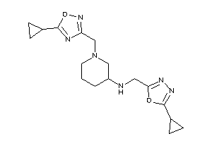 Image of (5-cyclopropyl-1,3,4-oxadiazol-2-yl)methyl-[1-[(5-cyclopropyl-1,2,4-oxadiazol-3-yl)methyl]-3-piperidyl]amine