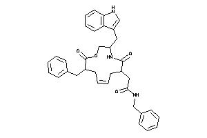 Image of N-benzyl-2-[6-benzyl-10-(1H-indol-3-ylmethyl)-7,12-diketo-8-oxa-11-azacyclododec-3-en-1-yl]acetamide