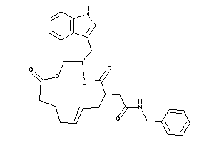 Image of N-benzyl-2-[11-(1H-indol-3-ylmethyl)-8,13-diketo-9-oxa-12-azacyclotridec-3-en-1-yl]acetamide
