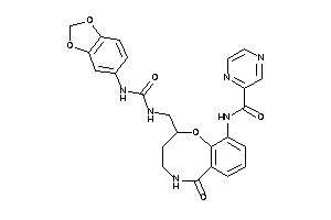 N-[2-[(1,3-benzodioxol-5-ylcarbamoylamino)methyl]-6-keto-2,3,4,5-tetrahydro-1,5-benzoxazocin-10-yl]pyrazinamide