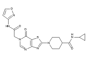 Image of N-cyclopropyl-1-[6-[2-(isoxazol-3-ylamino)-2-keto-ethyl]-7-keto-thiazolo[4,5-d]pyrimidin-2-yl]isonipecotamide