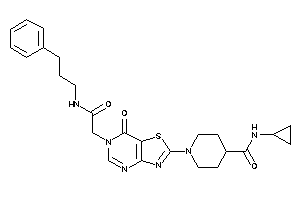 Image of N-cyclopropyl-1-[7-keto-6-[2-keto-2-(3-phenylpropylamino)ethyl]thiazolo[4,5-d]pyrimidin-2-yl]isonipecotamide