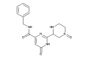 Image of N-benzyl-6-keto-2-(1-keto-1,4-thiazinan-3-yl)-1H-pyrimidine-4-carboxamide