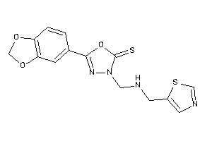 Image of 5-(1,3-benzodioxol-5-yl)-3-[(thiazol-5-ylmethylamino)methyl]-1,3,4-oxadiazole-2-thione