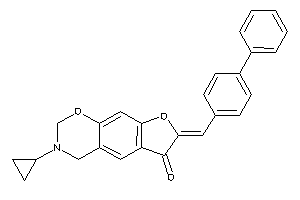 Image of 3-cyclopropyl-7-(4-phenylbenzylidene)-2,4-dihydrofuro[3,2-g][1,3]benzoxazin-6-one