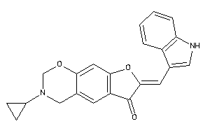 Image of 3-cyclopropyl-7-(1H-indol-3-ylmethylene)-2,4-dihydrofuro[3,2-g][1,3]benzoxazin-6-one