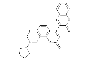 Image of 9-cyclopentyl-4-(2-ketochromen-3-yl)-8,10-dihydropyrano[2,3-f][1,3]benzoxazin-2-one