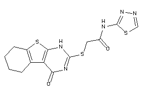 Image of 2-[(4-keto-5,6,7,8-tetrahydro-1H-benzothiopheno[2,3-d]pyrimidin-2-yl)thio]-N-(1,3,4-thiadiazol-2-yl)acetamide