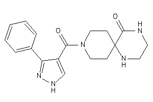 9-(3-phenyl-1H-pyrazole-4-carbonyl)-1,4,9-triazaspiro[5.5]undecan-5-one