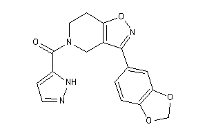 Image of [3-(1,3-benzodioxol-5-yl)-6,7-dihydro-4H-isoxazolo[4,5-c]pyridin-5-yl]-(1H-pyrazol-5-yl)methanone