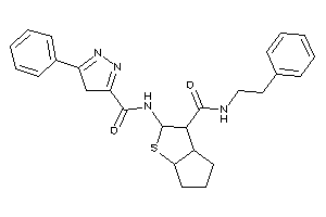 Image of N-[3-(phenethylcarbamoyl)-3,3a,4,5,6,6a-hexahydro-2H-cyclopenta[b]thiophen-2-yl]-5-phenyl-4H-pyrazole-3-carboxamide