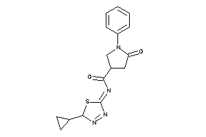 Image of N-(2-cyclopropyl-2H-1,3,4-thiadiazol-5-ylidene)-5-keto-1-phenyl-pyrrolidine-3-carboxamide
