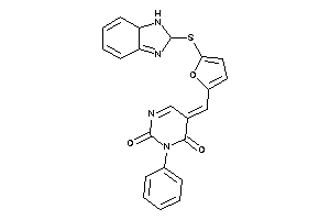 5-[[5-(2,7a-dihydro-1H-benzimidazol-2-ylthio)-2-furyl]methylene]-3-phenyl-pyrimidine-2,4-quinone