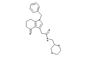 2-(1-benzyl-4-keto-6,7-dihydro-5H-indol-3-yl)-N-(1,4-dioxan-2-ylmethyl)acetamide