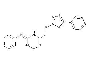 Image of Phenyl-[4-[[[5-(4-pyridyl)-1,3,4-oxadiazol-2-yl]thio]methyl]-2,5-dihydro-1H-s-triazin-6-ylidene]amine