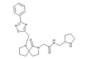 2-[4-keto-6-[(3-phenyl-1,2,4-oxadiazol-5-yl)methyl]-3,6-diazaspiro[4.4]nonan-3-yl]-N-(pyrrolidin-2-ylmethyl)acetamide