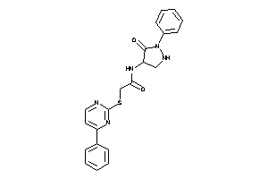Image of N-(5-keto-1-phenyl-pyrazolidin-4-yl)-2-[(4-phenylpyrimidin-2-yl)thio]acetamide